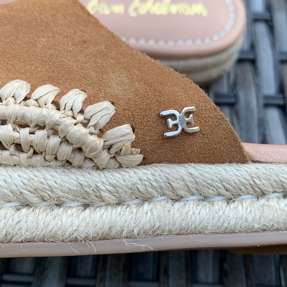 LIKE NEW Sam Edelman Austin Suede Espadrille Mules - Caramel - Picture 12 of 15